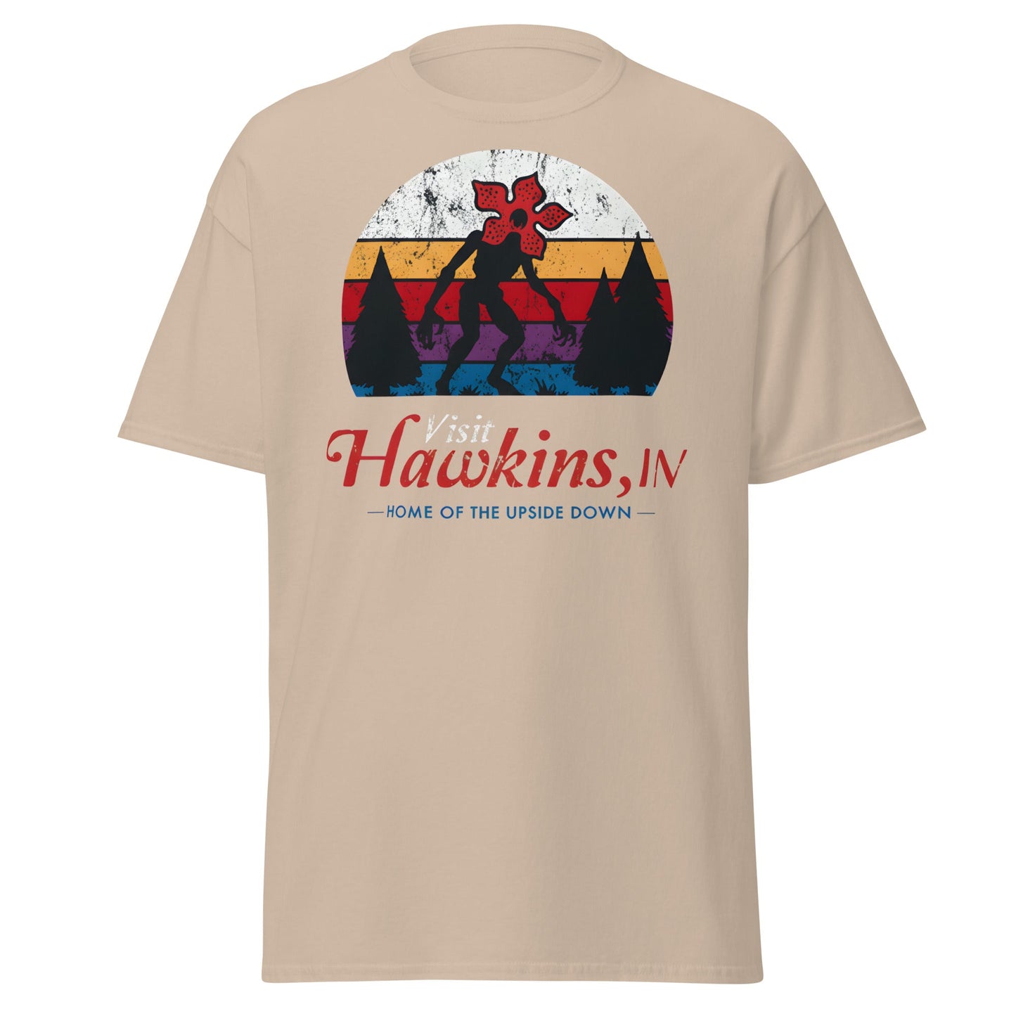 Visit Hawkins IN Home of the Upside Down T-Shirt - Sand - T-Shirts Online