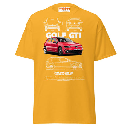 Volkswagen Golf GTI T-Shirt | Hot Hatch Car Tee - Gold - T-Shirts Online
