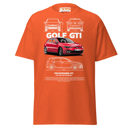 Volkswagen Golf GTI T-Shirt | Hot Hatch Car Tee - Orange - T-Shirts Online
