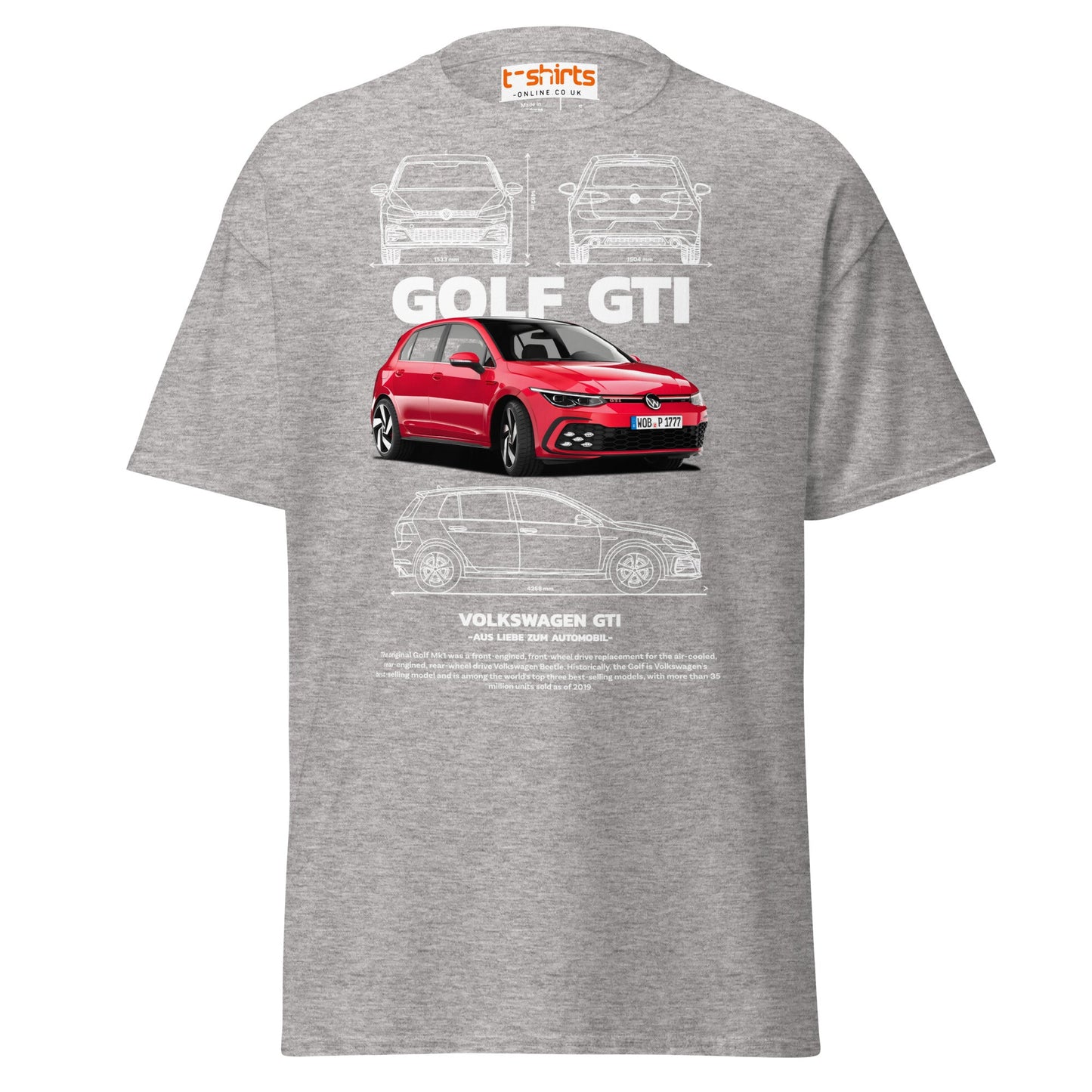 Volkswagen Golf GTI T-Shirt | Hot Hatch Car Tee - Sport Grey - T-Shirts Online
