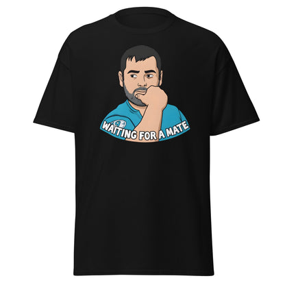 Waiting for a Mate T-Shirt Funny Single Guy Cartoon - Black - T-Shirts Online