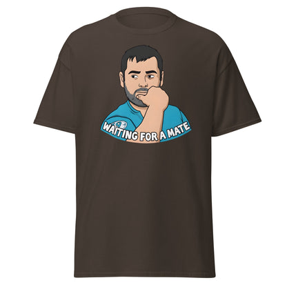 Waiting for a Mate T-Shirt Funny Single Guy Cartoon - Dark Chocolate - T-Shirts Online