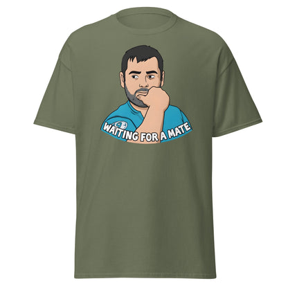 Waiting for a Mate T-Shirt Funny Single Guy Cartoon - Military Green - T-Shirts Online