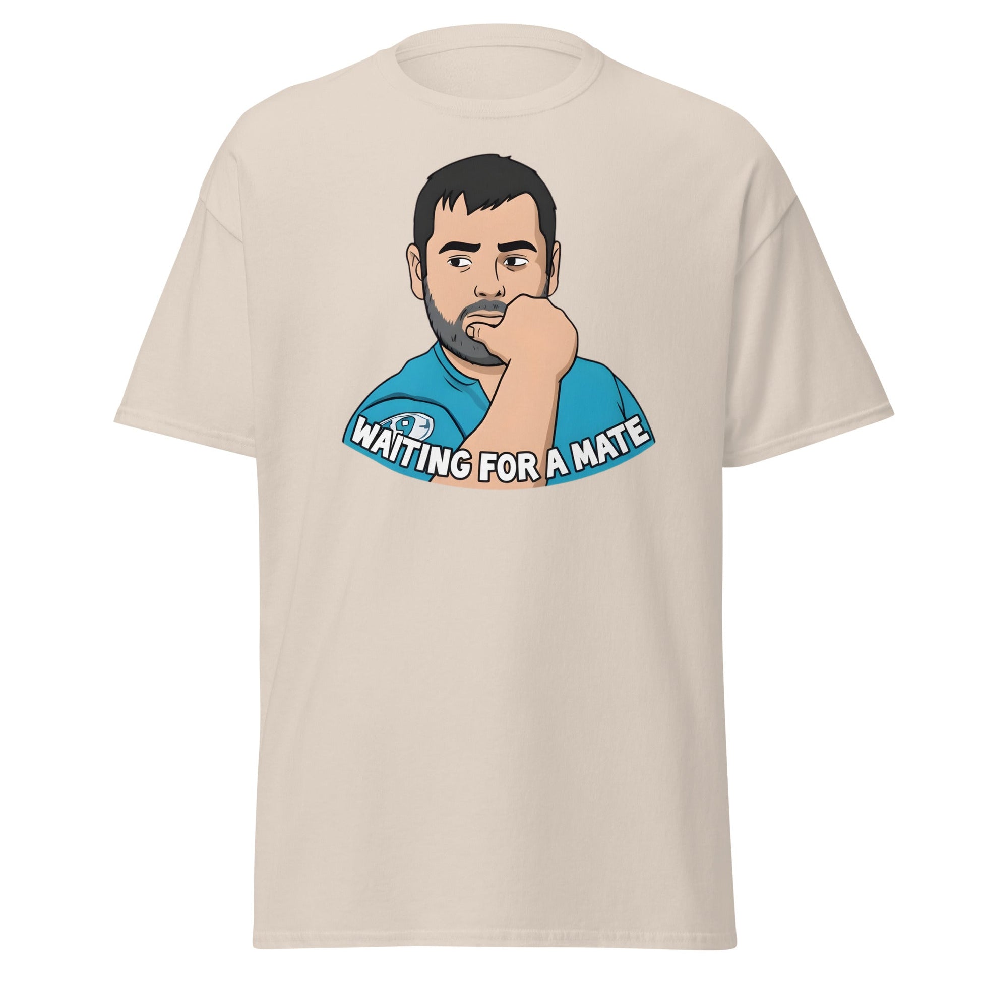 Waiting for a Mate T-Shirt Funny Single Guy Cartoon - Natural - T-Shirts Online
