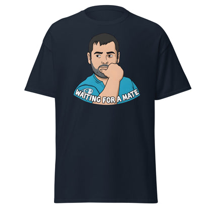 Waiting for a Mate T-Shirt Funny Single Guy Cartoon - Navy - T-Shirts Online