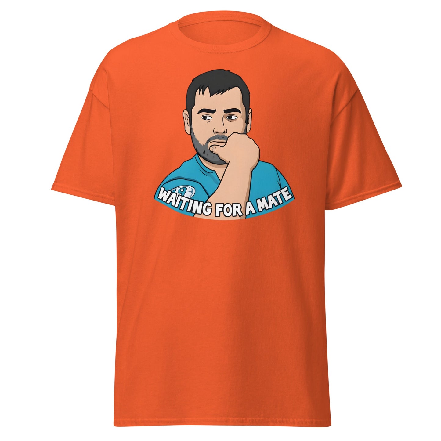 Waiting for a Mate T-Shirt Funny Single Guy Cartoon - Orange - T-Shirts Online