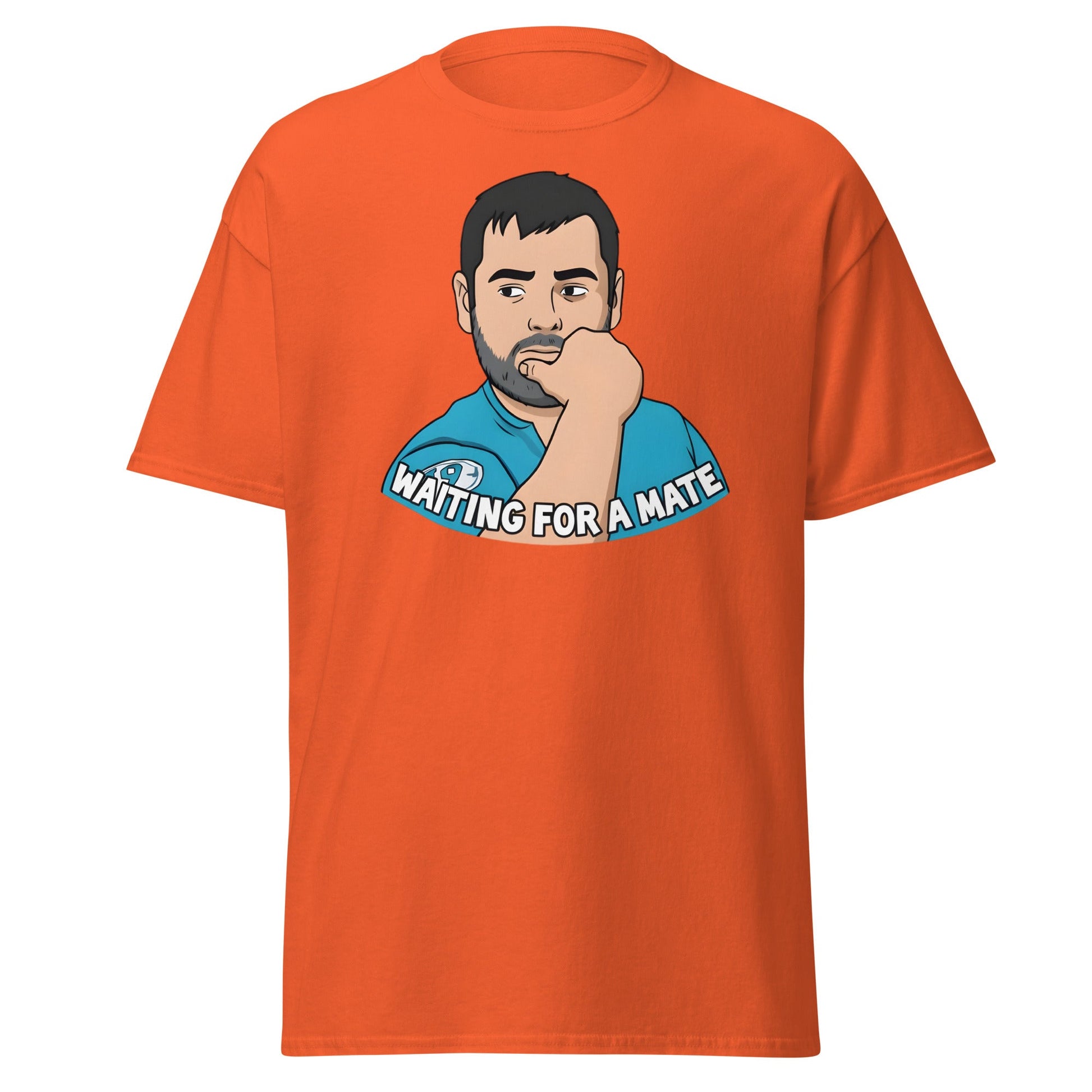 Waiting for a Mate T-Shirt Funny Single Guy Cartoon - Orange - T-Shirts Online