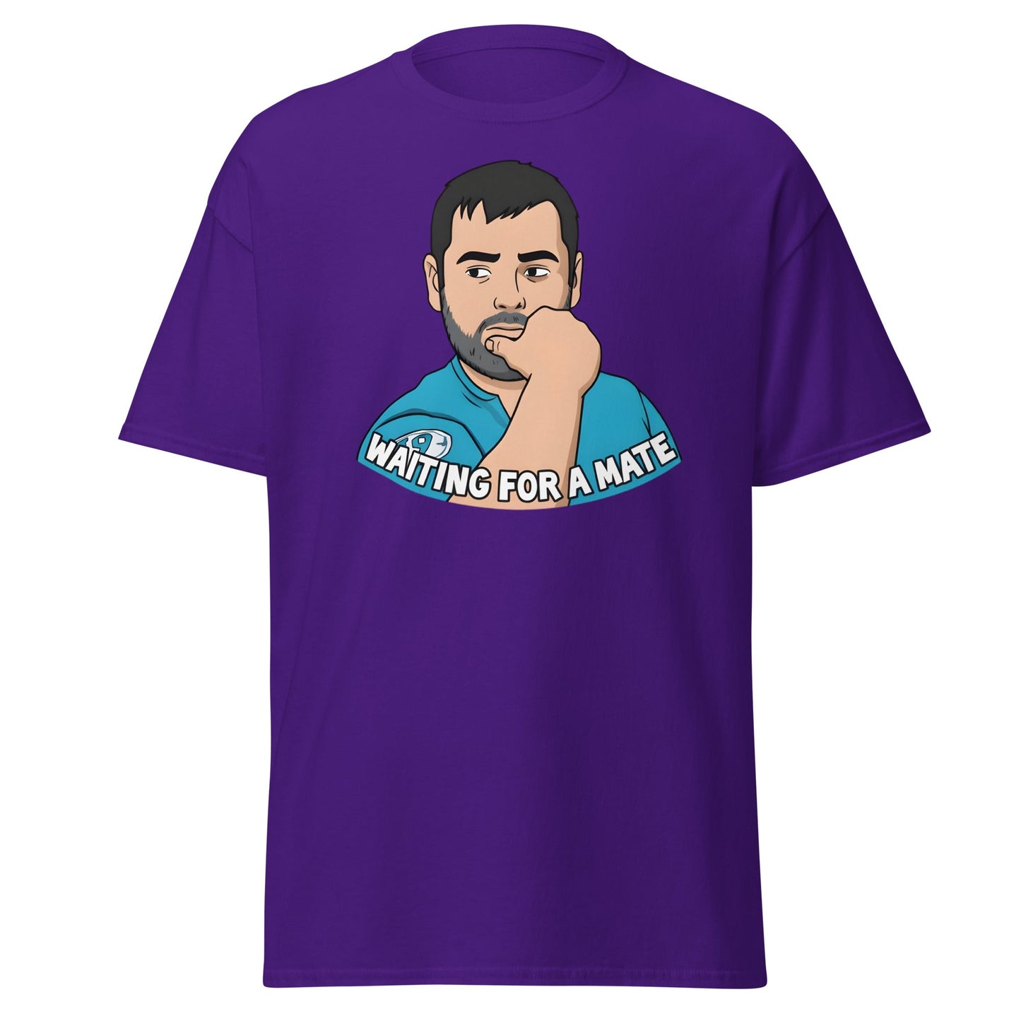 Waiting for a Mate T-Shirt Funny Single Guy Cartoon - Purple - T-Shirts Online