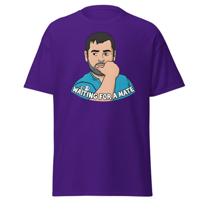 Waiting for a Mate T-Shirt Funny Single Guy Cartoon - Purple - T-Shirts Online