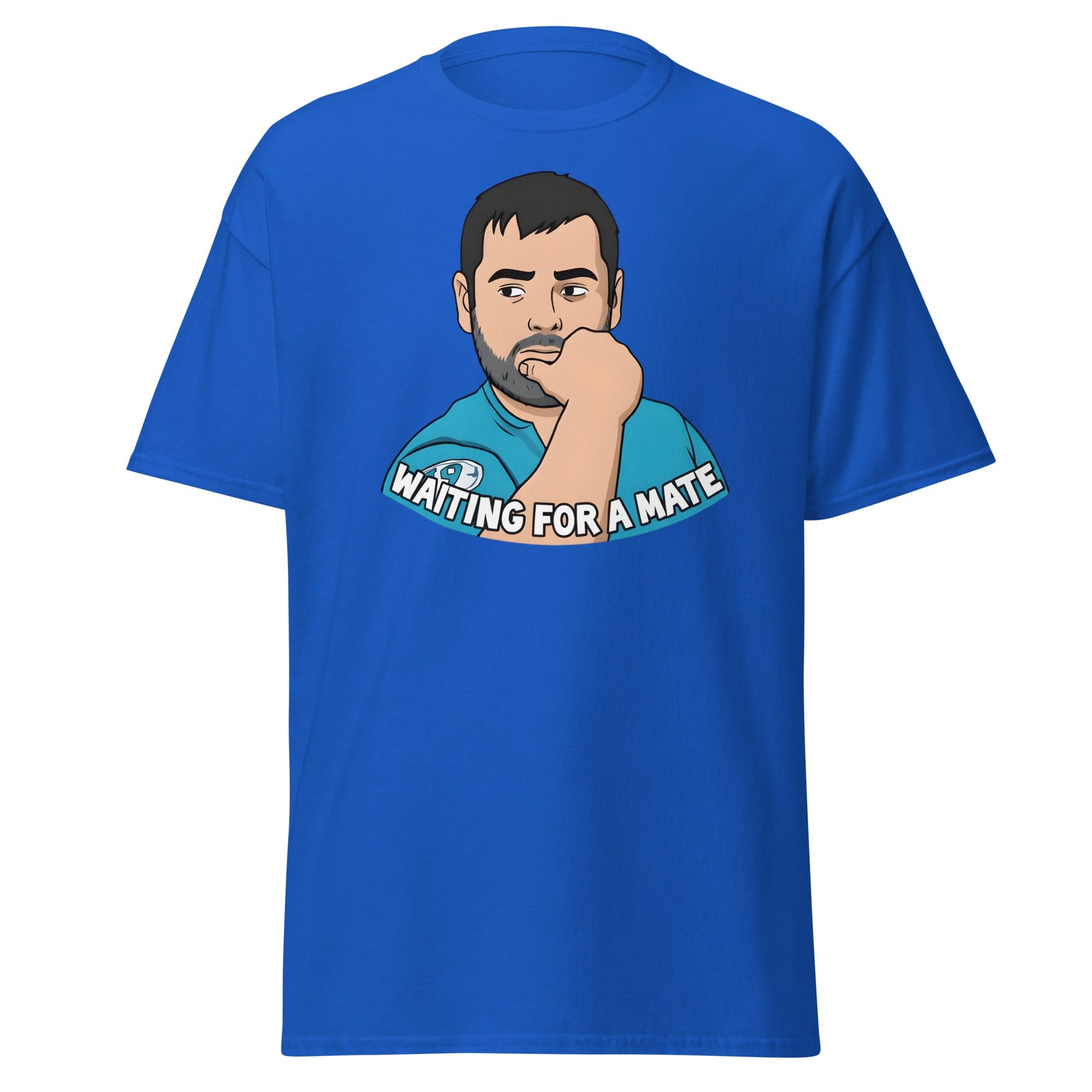 Waiting for a Mate T-Shirt Funny Single Guy Cartoon - Royal - T-Shirts Online