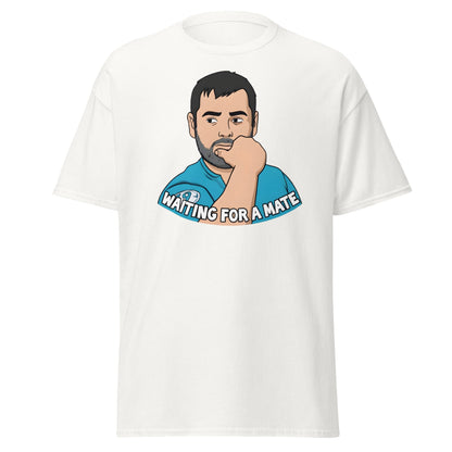 Waiting for a Mate T-Shirt Funny Single Guy Cartoon - White - T-Shirts Online