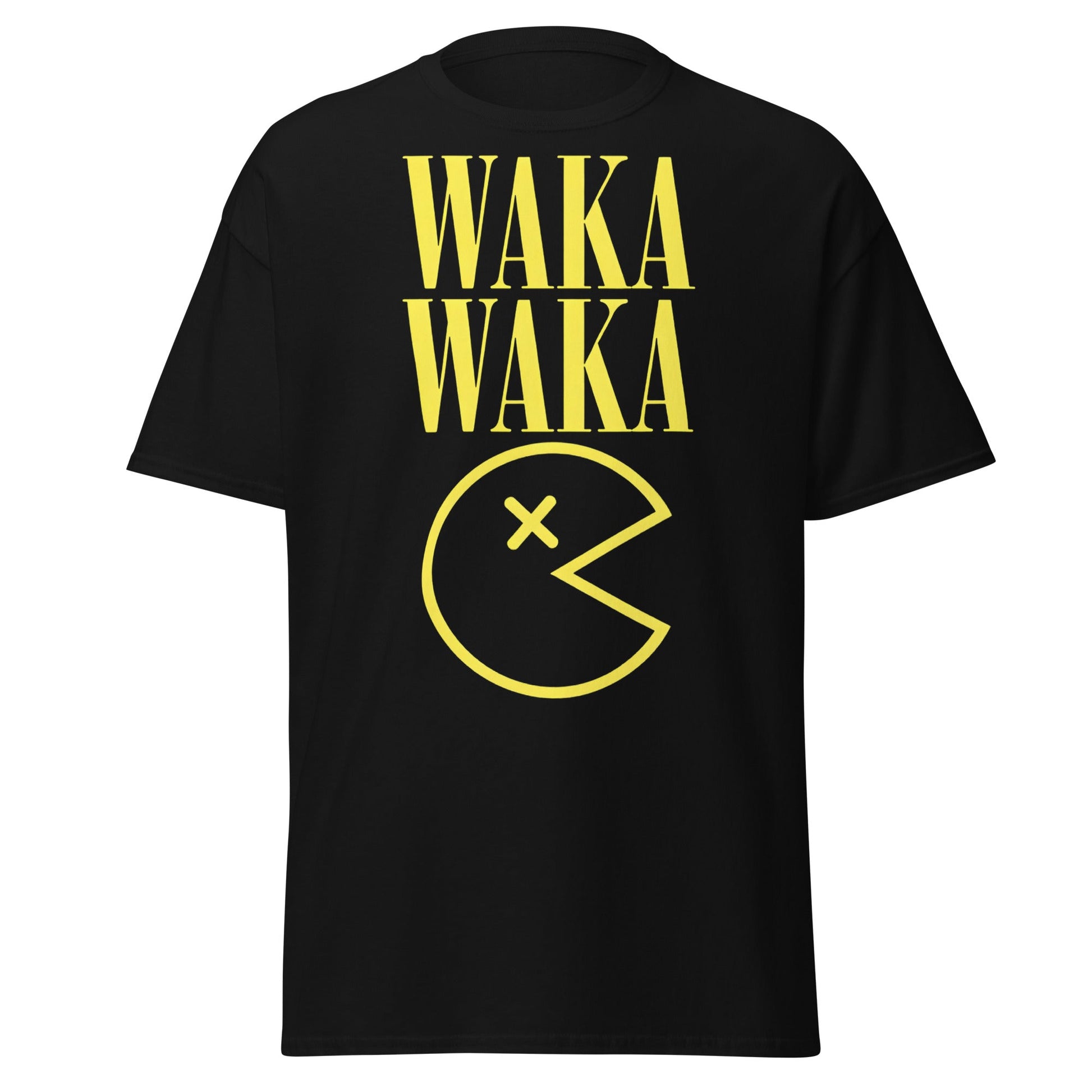 WAKA WAKA Pac - Man Parody T-Shirt | Funny Retro Tee - Black - T-Shirts Online