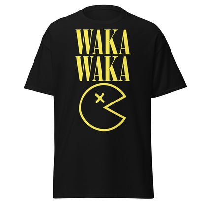 WAKA WAKA Pac - Man Parody T-Shirt | Funny Retro Tee - Black - T-Shirts Online