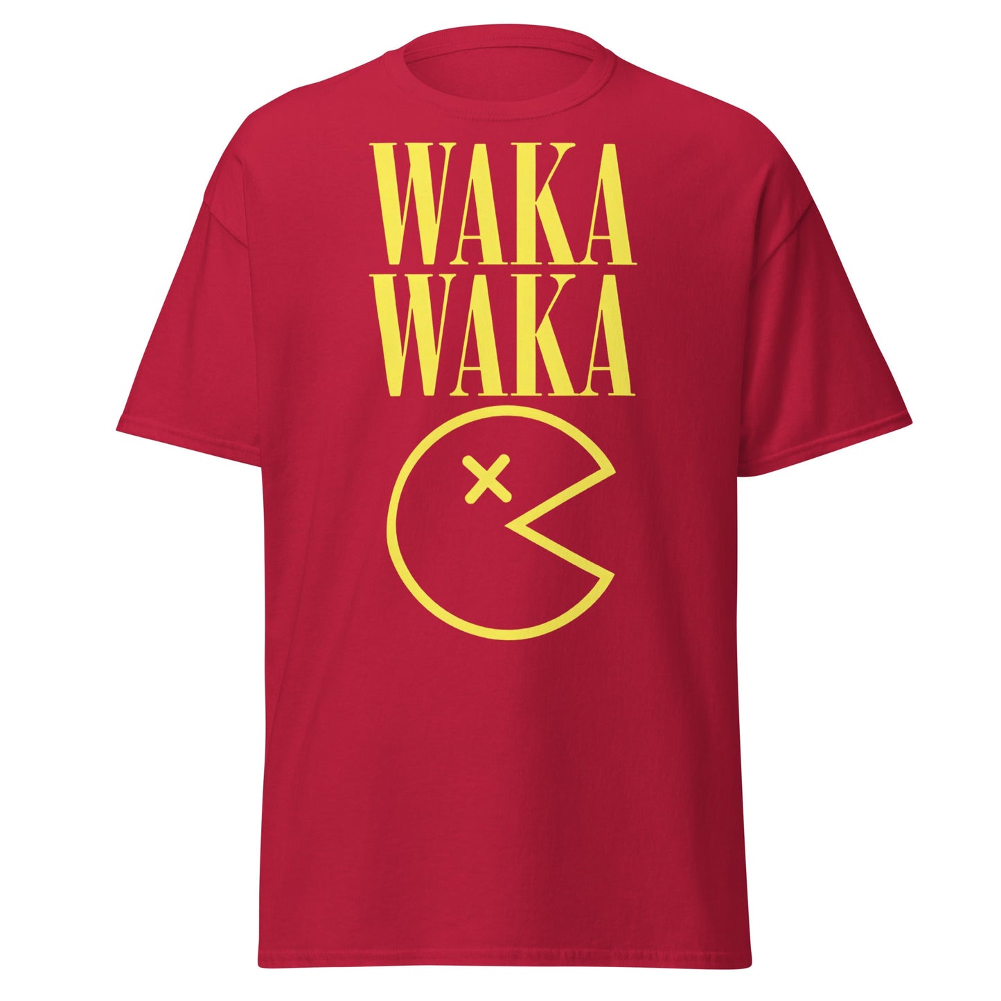 WAKA WAKA Pac - Man Parody T-Shirt | Funny Retro Tee - Cardinal - T-Shirts Online