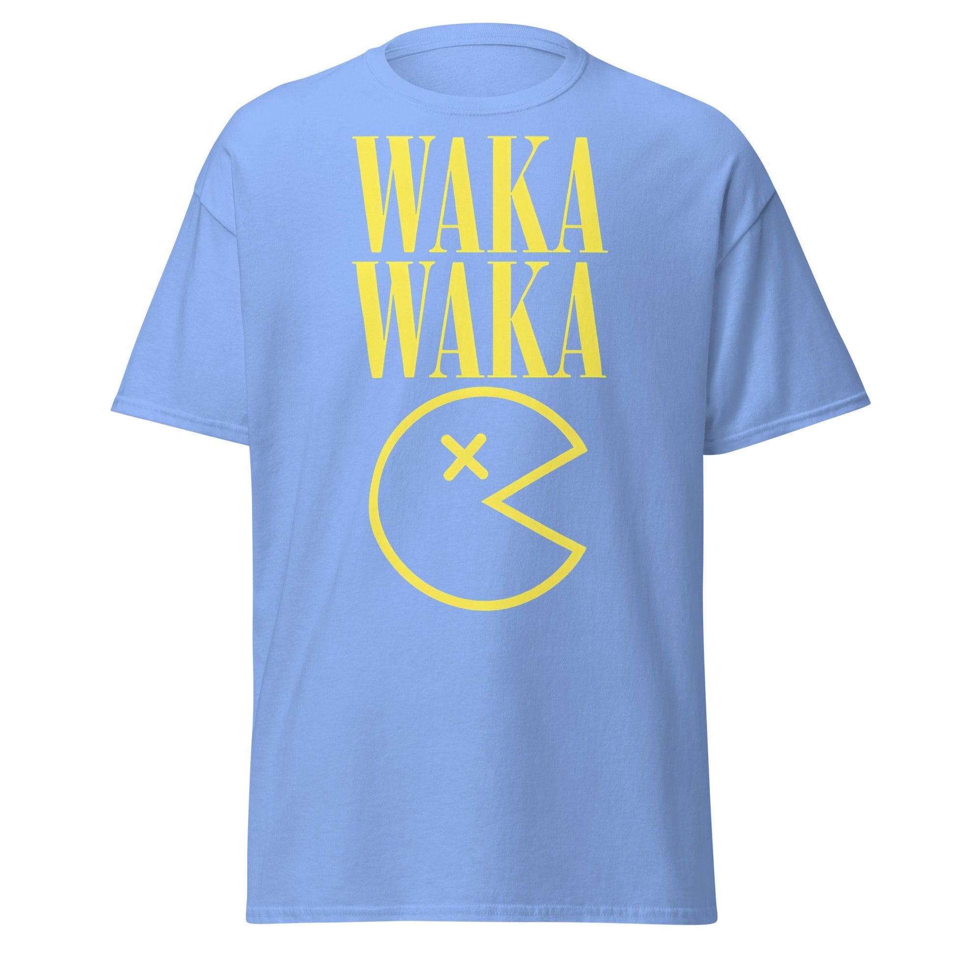 WAKA WAKA Pac - Man Parody T-Shirt | Funny Retro Tee - Carolina Blue - T-Shirts Online