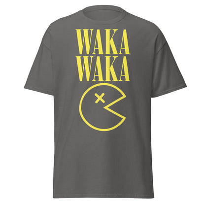 WAKA WAKA Pac - Man Parody T-Shirt | Funny Retro Tee - Charcoal - T-Shirts Online