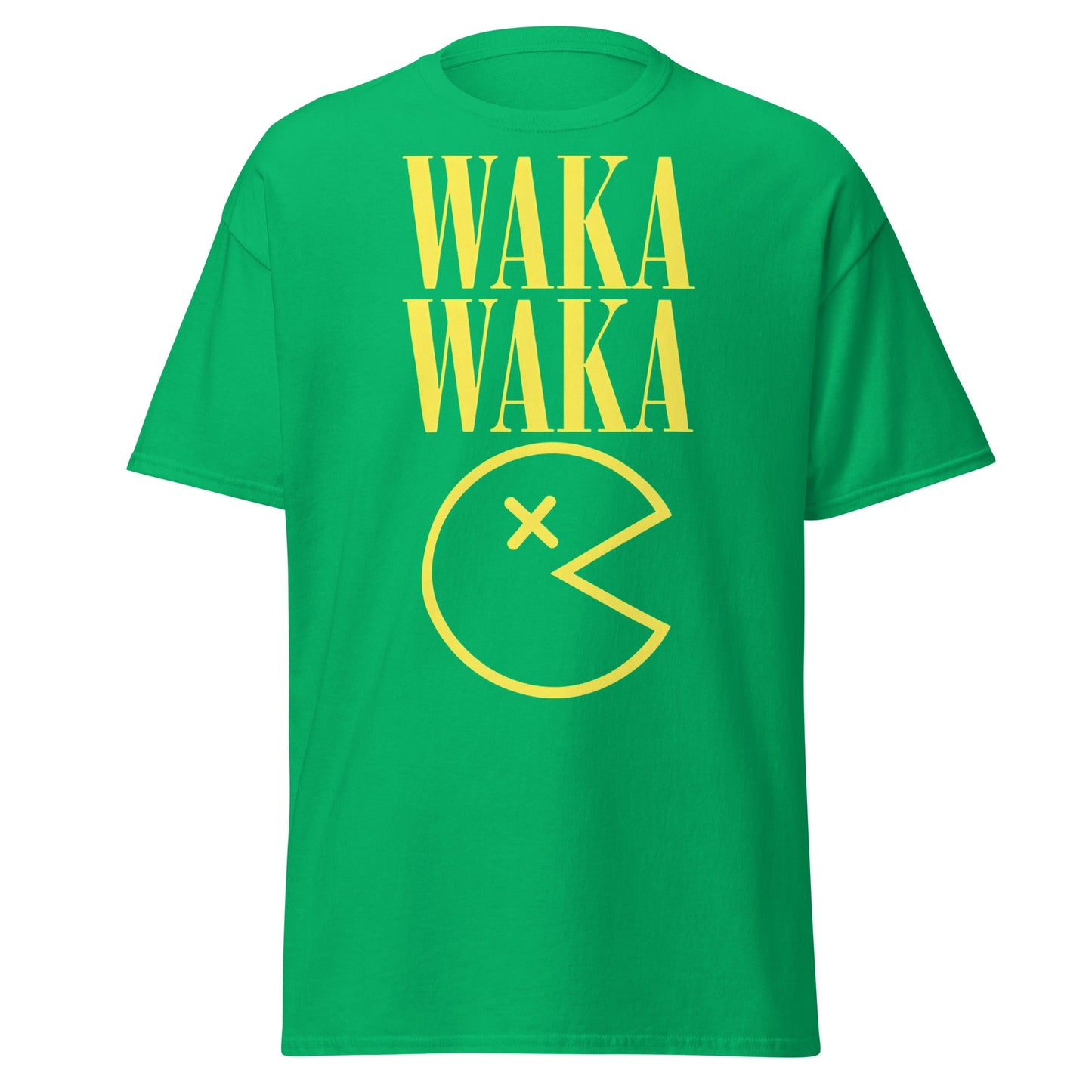 WAKA WAKA Pac - Man Parody T-Shirt | Funny Retro Tee - Irish Green - T-Shirts Online