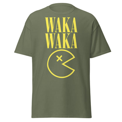 WAKA WAKA Pac - Man Parody T-Shirt | Funny Retro Tee - Military Green - T-Shirts Online