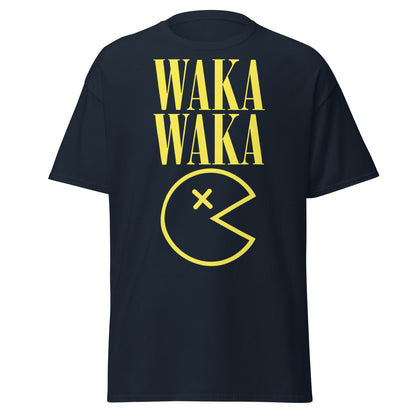 WAKA WAKA Pac - Man Parody T-Shirt | Funny Retro Tee - Navy - T-Shirts Online