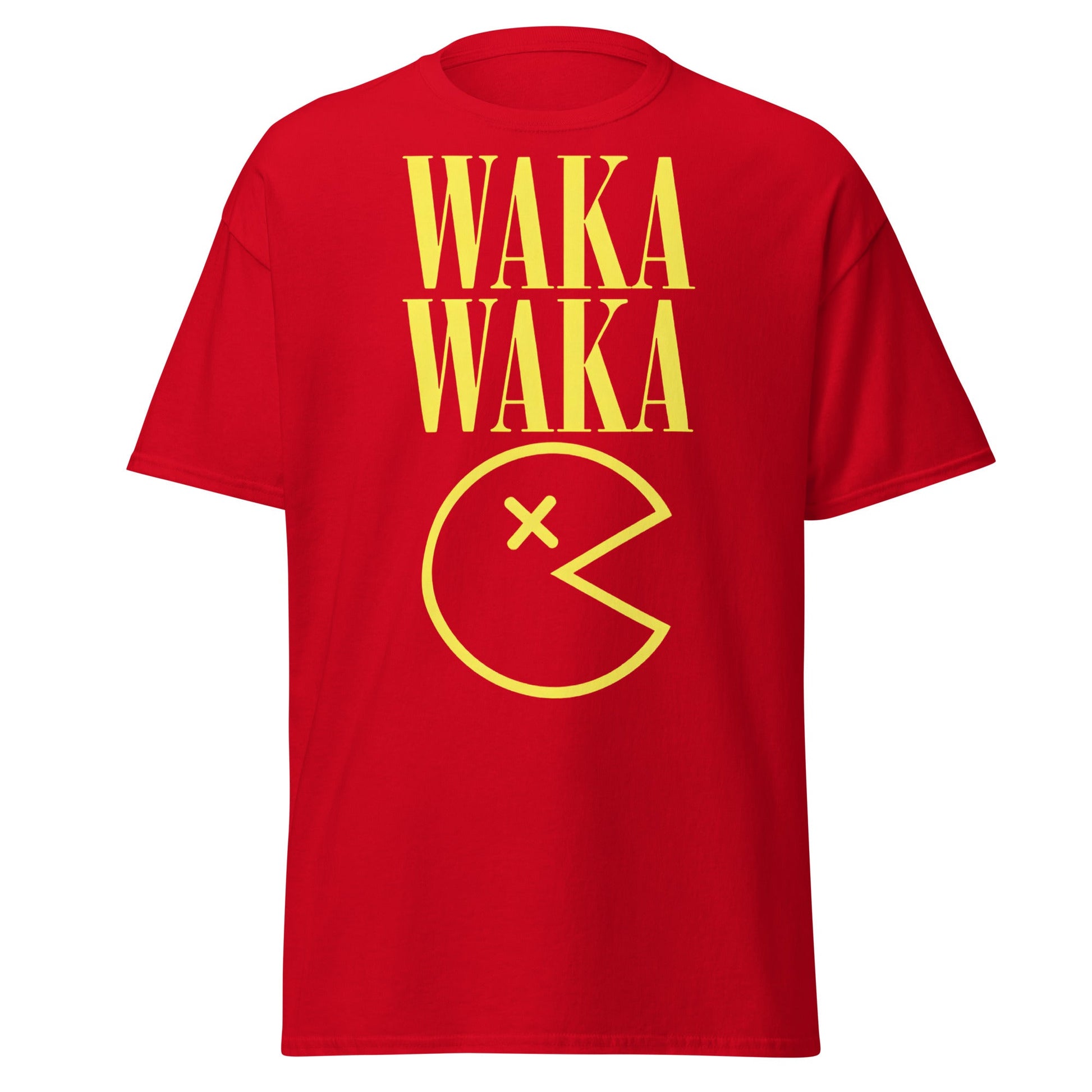 WAKA WAKA Pac - Man Parody T-Shirt | Funny Retro Tee - Red - T-Shirts Online