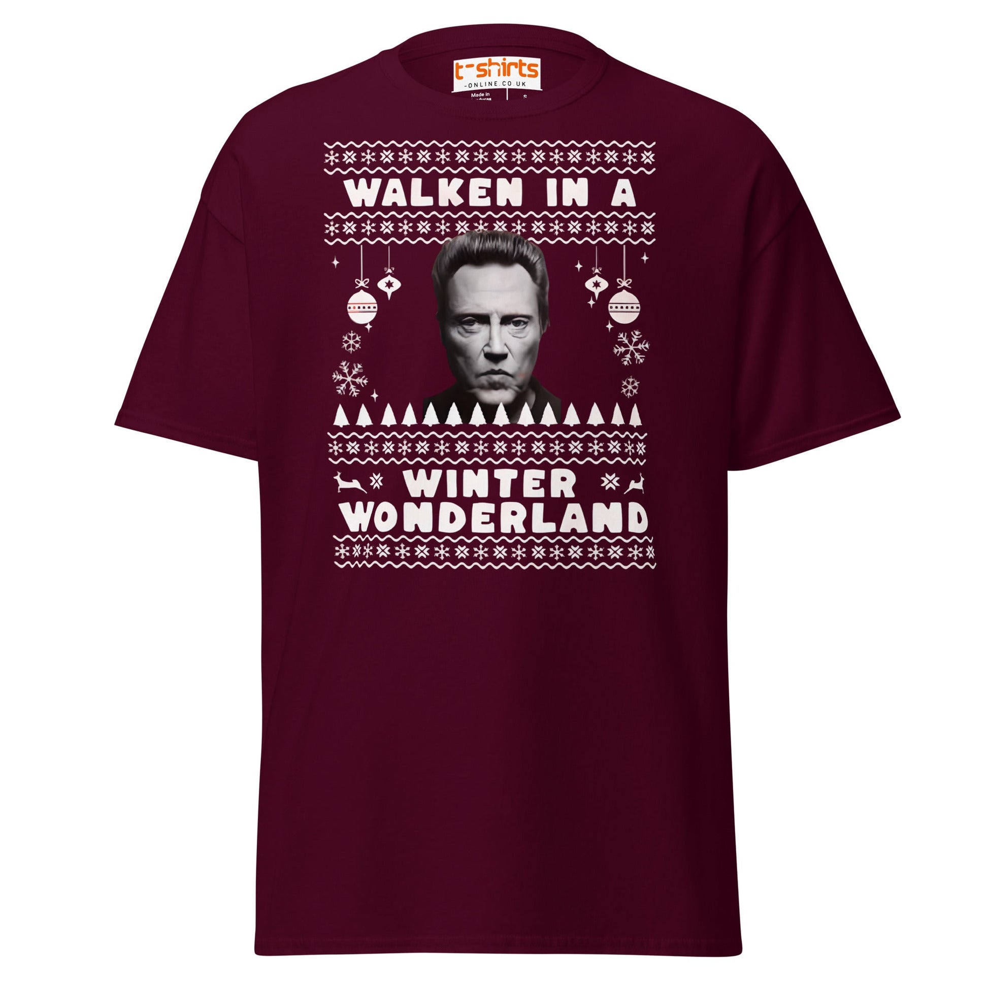 Walken in a Winter Wonderland T-Shirt | Funny Xmas Tee - Maroon - T-Shirts Online