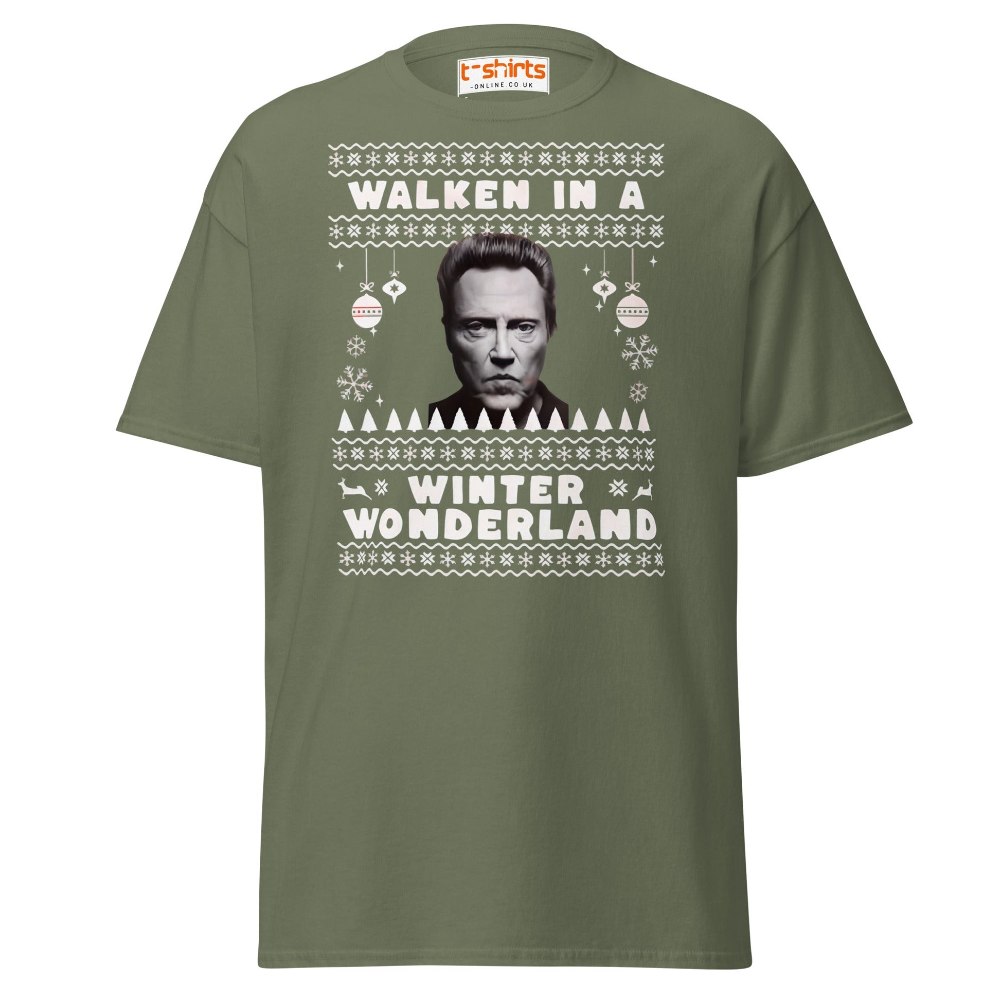 Walken in a Winter Wonderland T-Shirt | Funny Xmas Tee - Military Green - T-Shirts Online