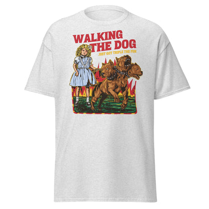 Walking the Dog Triple Fun T-Shirt - Ash - T-Shirts Online