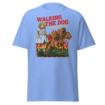 Walking the Dog Triple Fun T-Shirt - Carolina Blue - T-Shirts Online