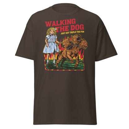 Walking the Dog Triple Fun T-Shirt - Dark Chocolate - T-Shirts Online