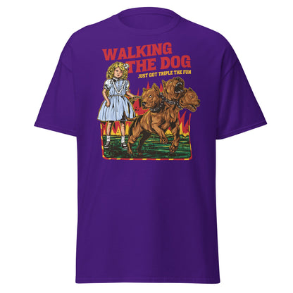 Walking the Dog Triple Fun T-Shirt - Purple - T-Shirts Online