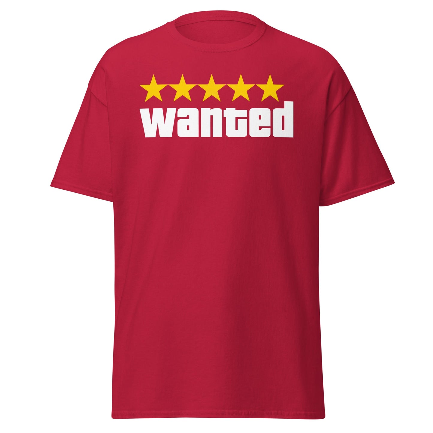 Wanted 5 Stars T-Shirt - GTA Game Parody Tee - Cardinal - T-Shirts Online
