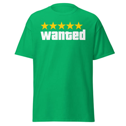 Wanted 5 Stars T-Shirt - GTA Game Parody Tee - Irish Green - T-Shirts Online