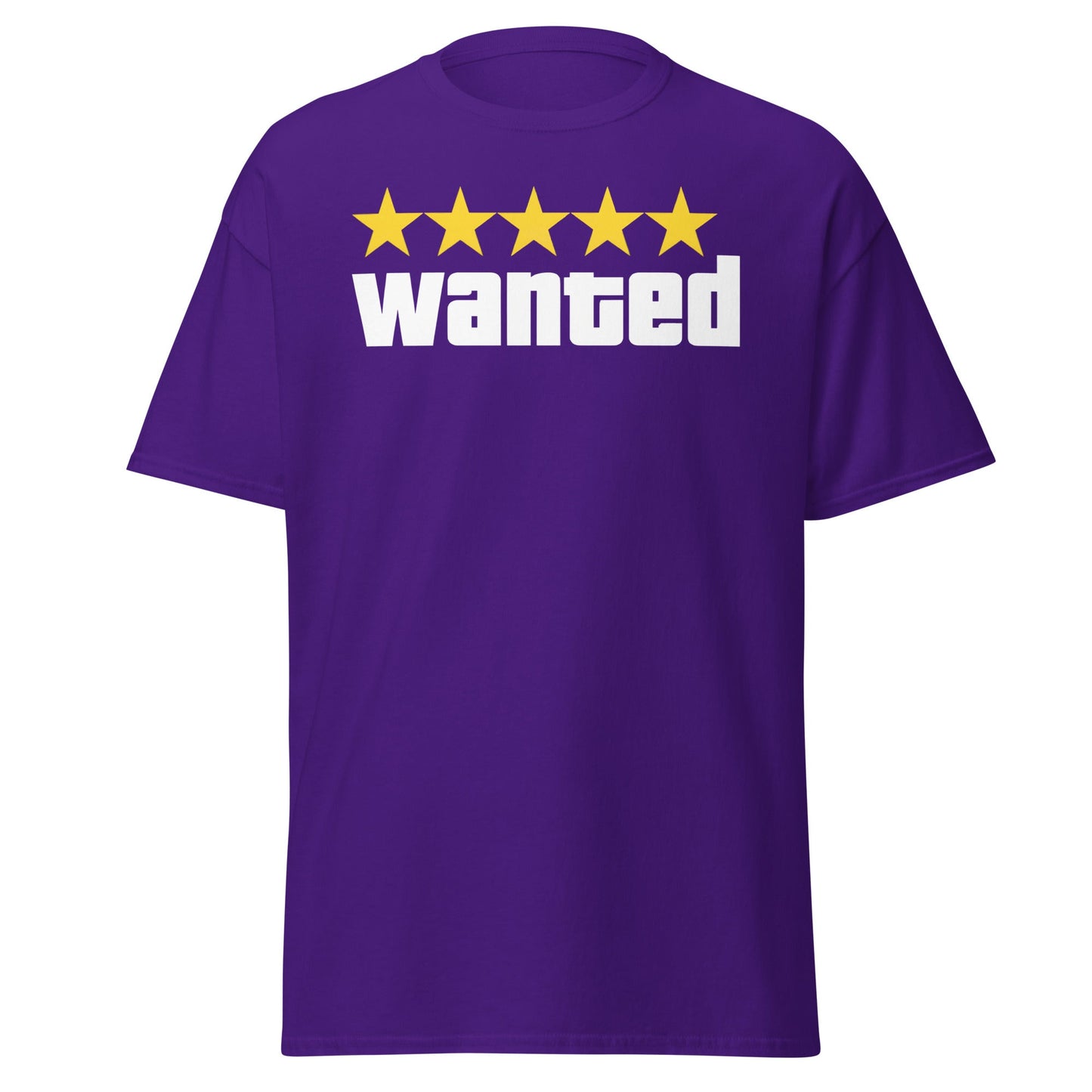Wanted 5 Stars T-Shirt - GTA Game Parody Tee - Purple - T-Shirts Online