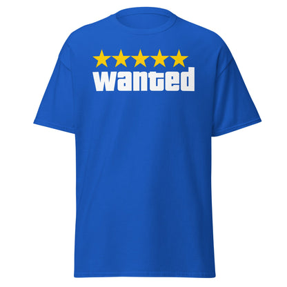 Wanted 5 Stars T-Shirt - GTA Game Parody Tee - Royal - T-Shirts Online
