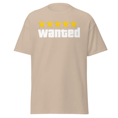 Wanted 5 Stars T-Shirt - GTA Game Parody Tee - Sand - T-Shirts Online