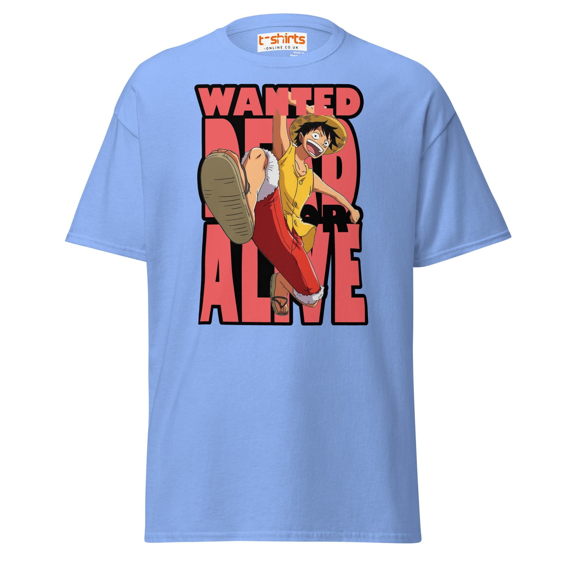 Wanted Dead or Alive Anime T-Shirt | Bold Kick Tee - Carolina Blue - T-Shirts Online