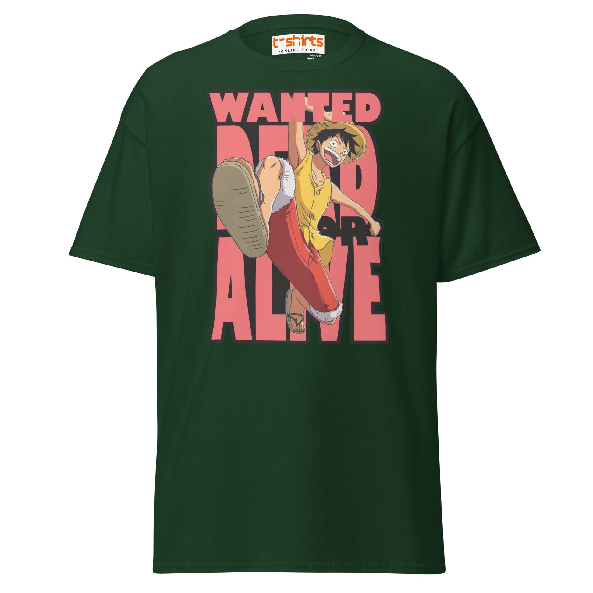 Wanted Dead or Alive Anime T-Shirt | Bold Kick Tee - Forest Green - T-Shirts Online
