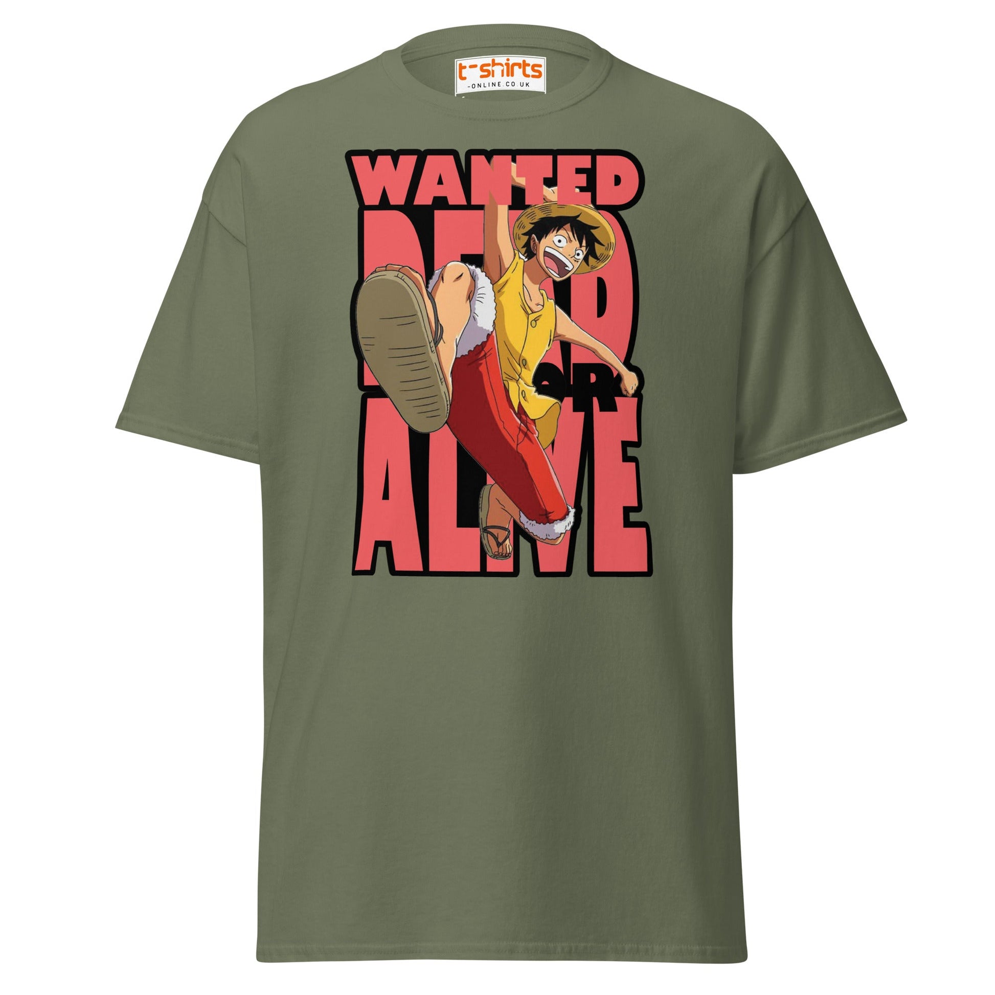 Wanted Dead or Alive Anime T-Shirt | Bold Kick Tee - Military Green - T-Shirts Online