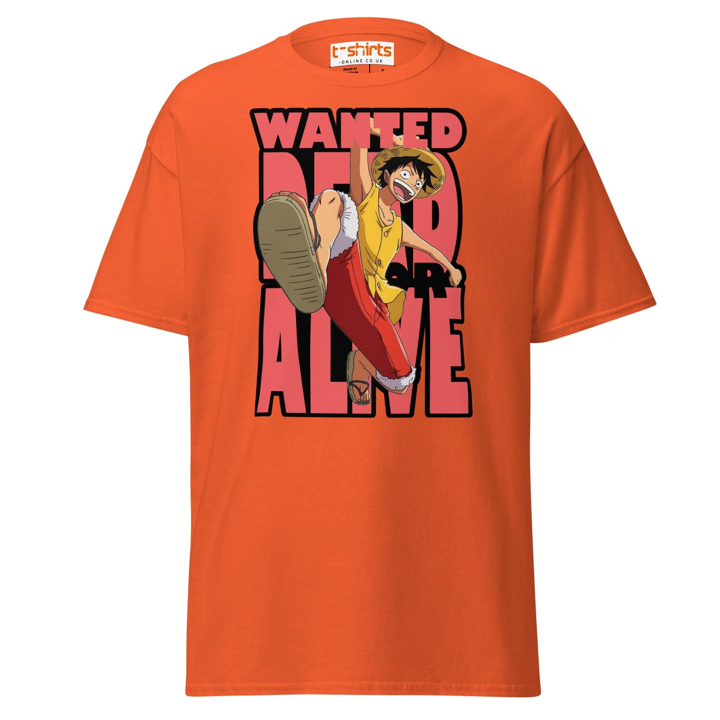 Wanted Dead or Alive Anime T-Shirt | Bold Kick Tee - Orange - T-Shirts Online