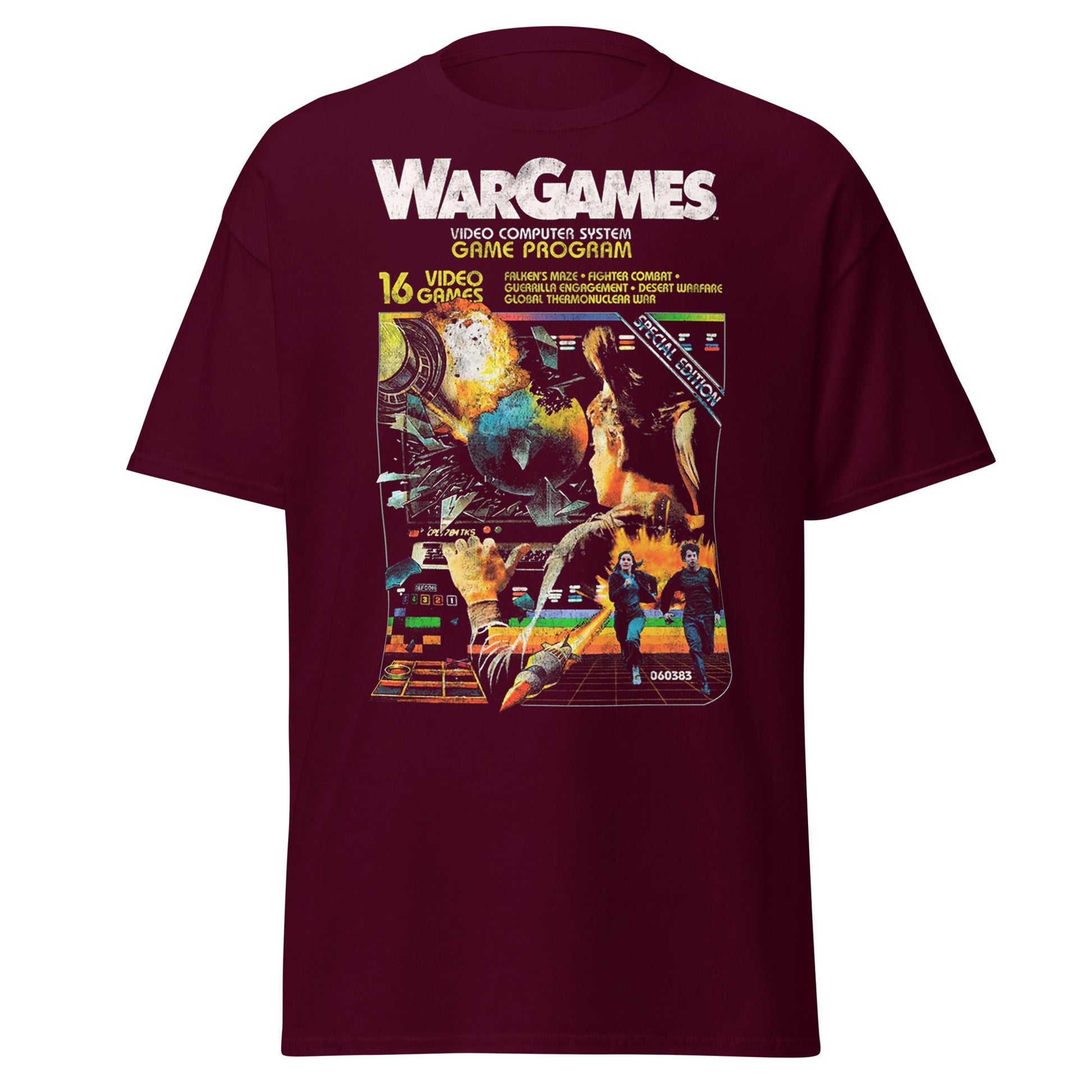 Wargames Movie Poster Video Game Program T-Shirt - Maroon - T-Shirts Online