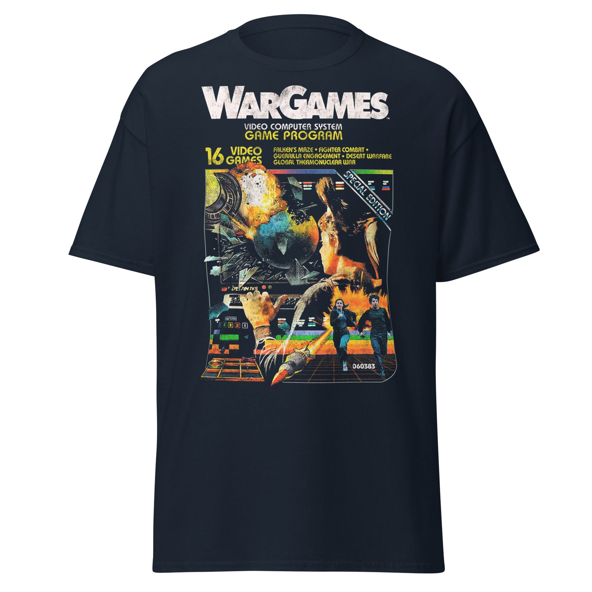 Wargames Movie Poster Video Game Program T-Shirt - Navy - T-Shirts Online