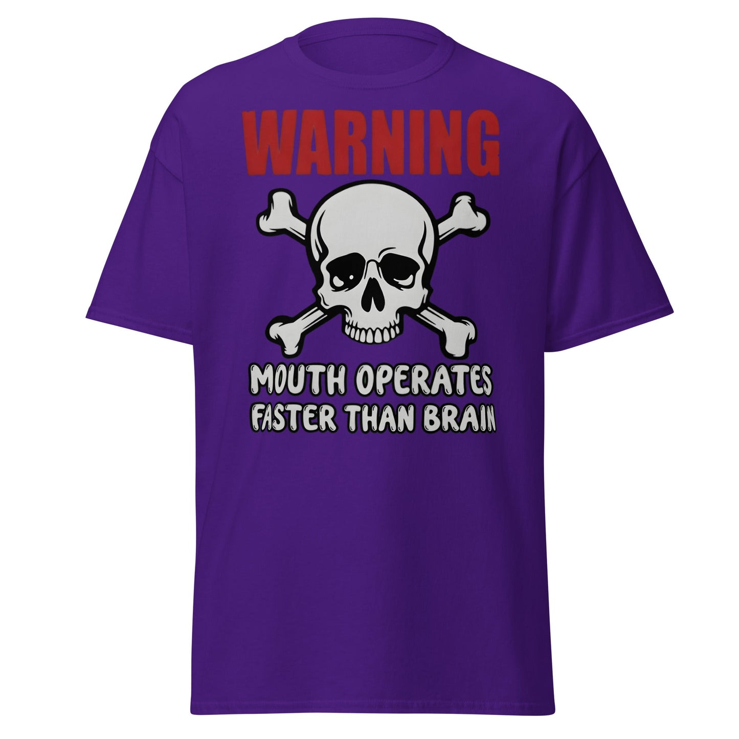 Warning: Mouth Operates Faster Than Brain Funny T-Shirt - Purple - T-Shirts Online