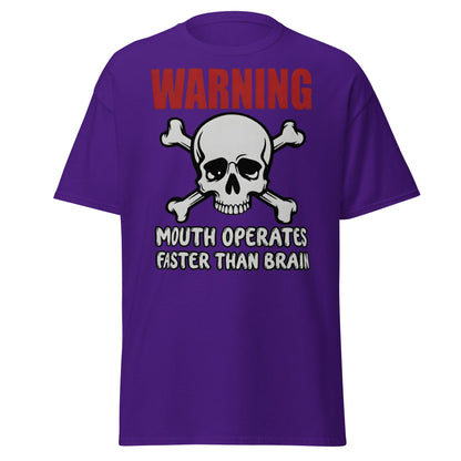 Warning: Mouth Operates Faster Than Brain Funny T-Shirt - Purple - T-Shirts Online