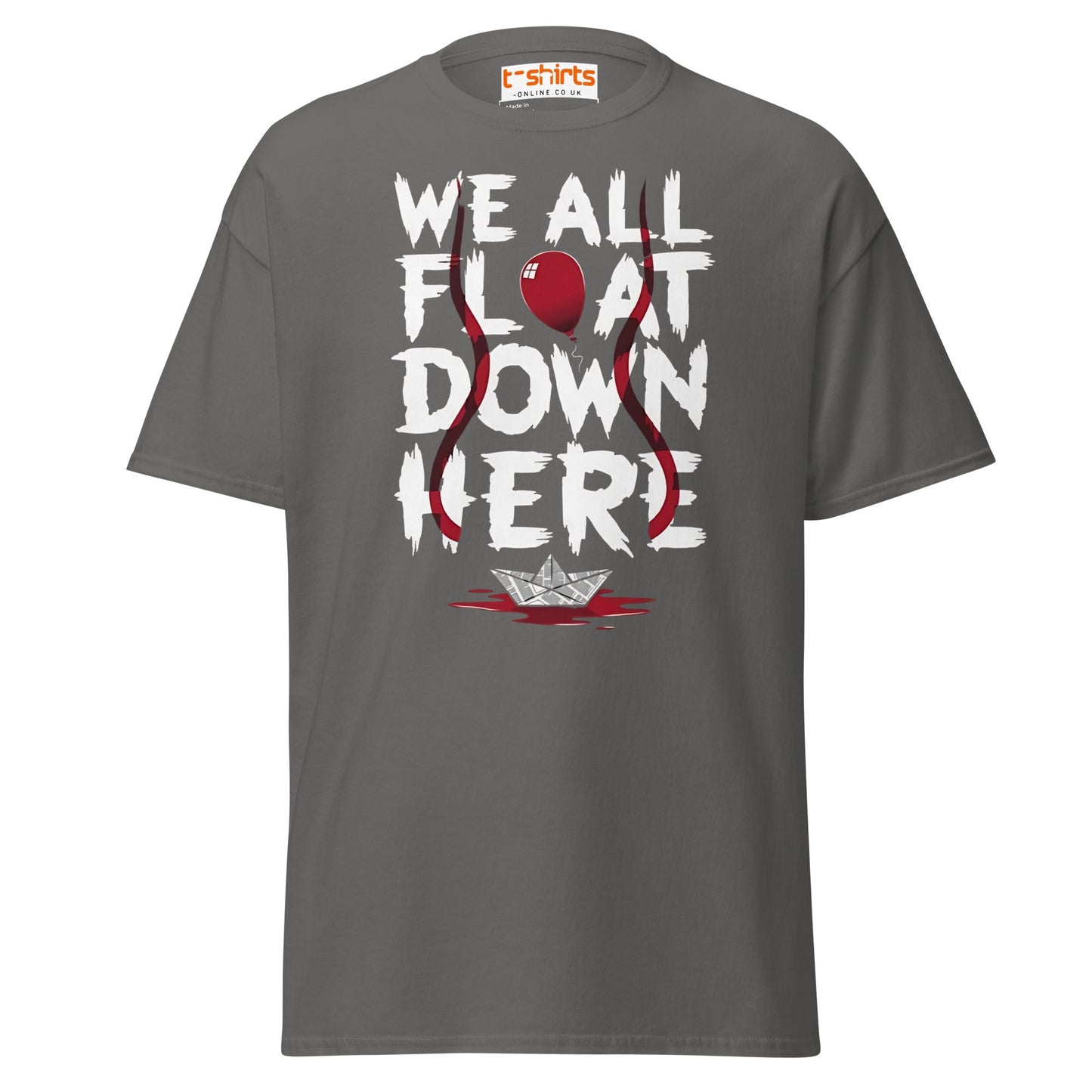 We All Float Down Here Horror T-Shirt - Charcoal - T-Shirts Online