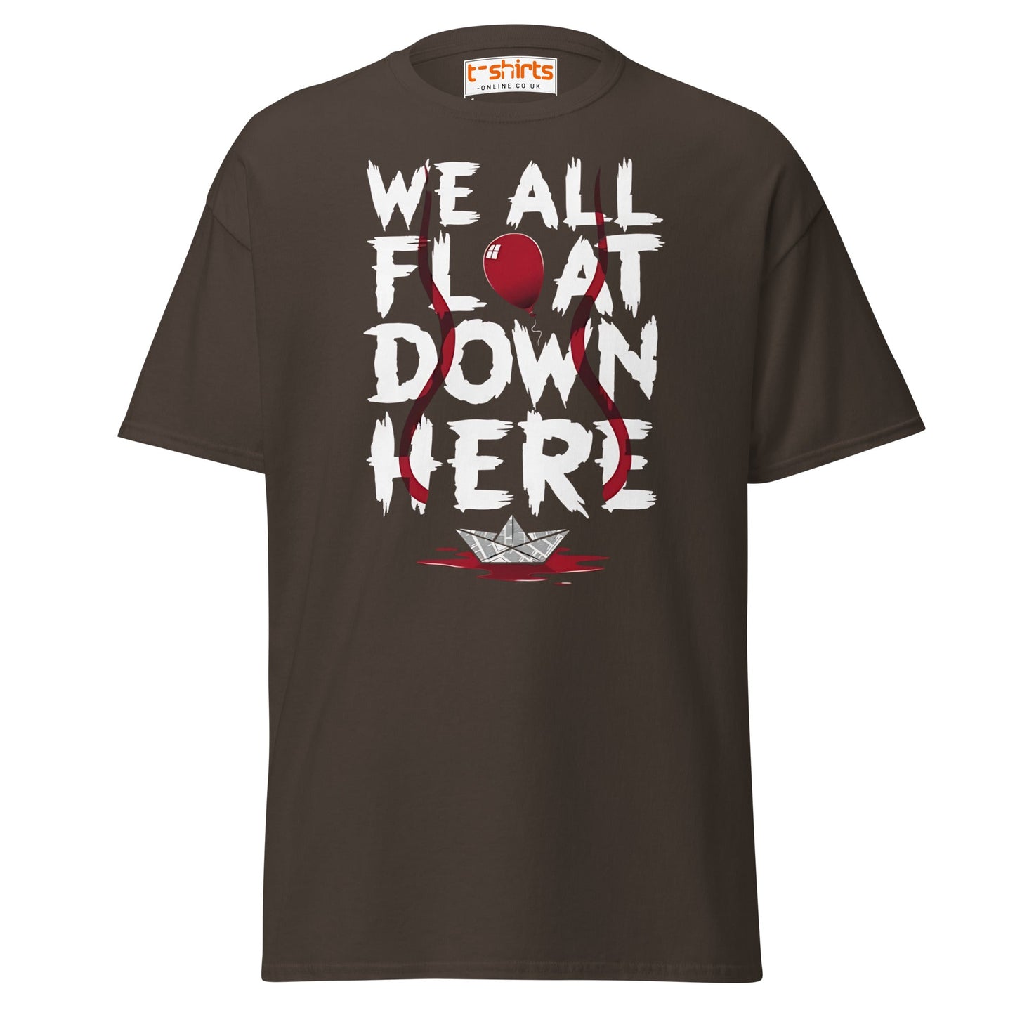 We All Float Down Here Horror T-Shirt - Dark Chocolate - T-Shirts Online