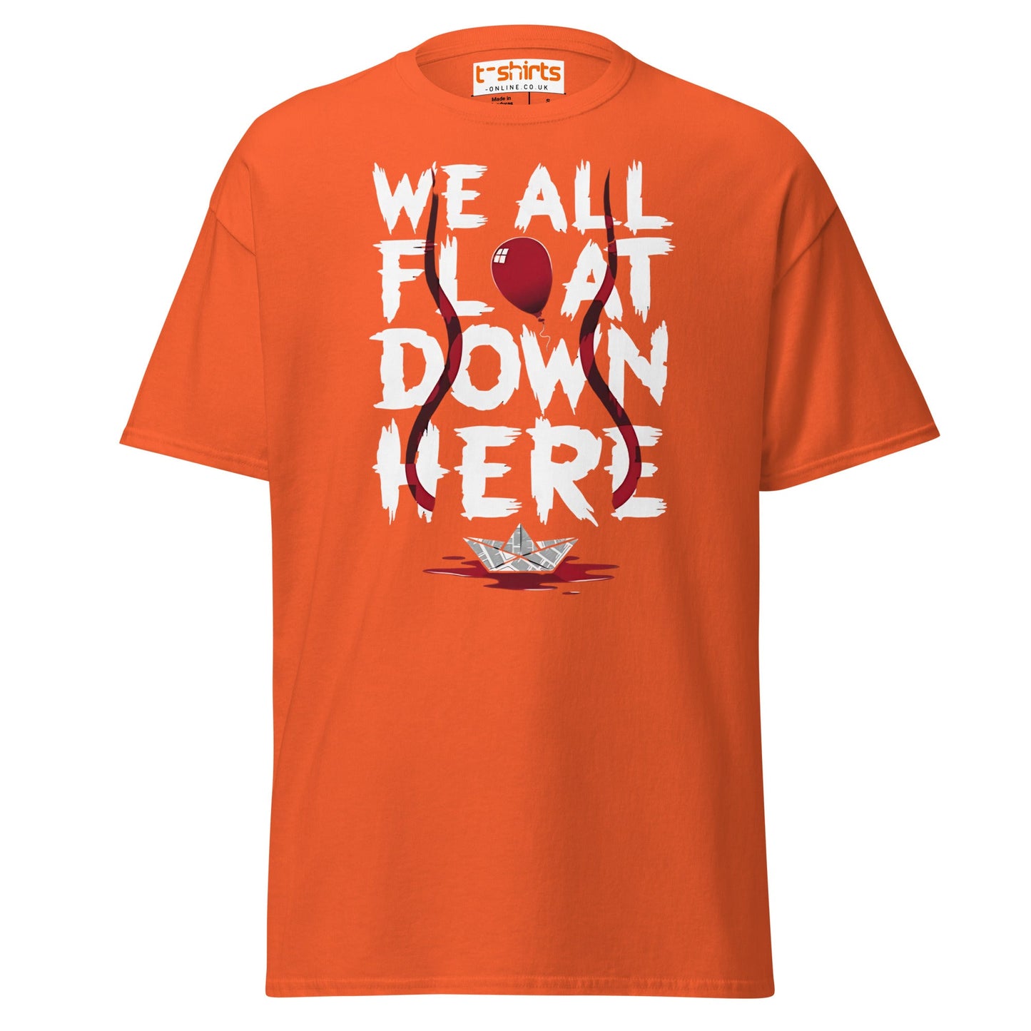 We All Float Down Here Horror T-Shirt - Orange - T-Shirts Online