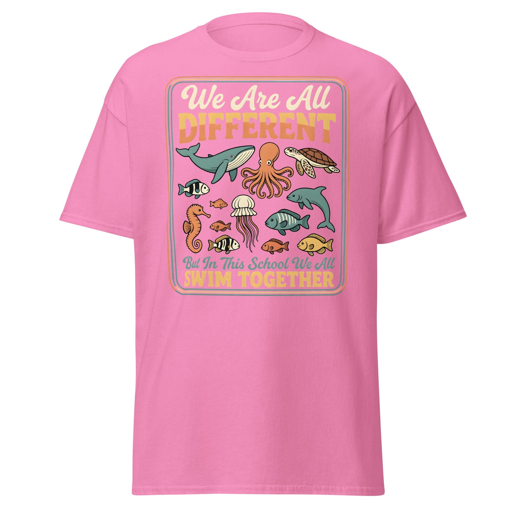 We Are All Different Swim Together T-Shirt | Ocean Unity Tee - Azalea - T-Shirts Online