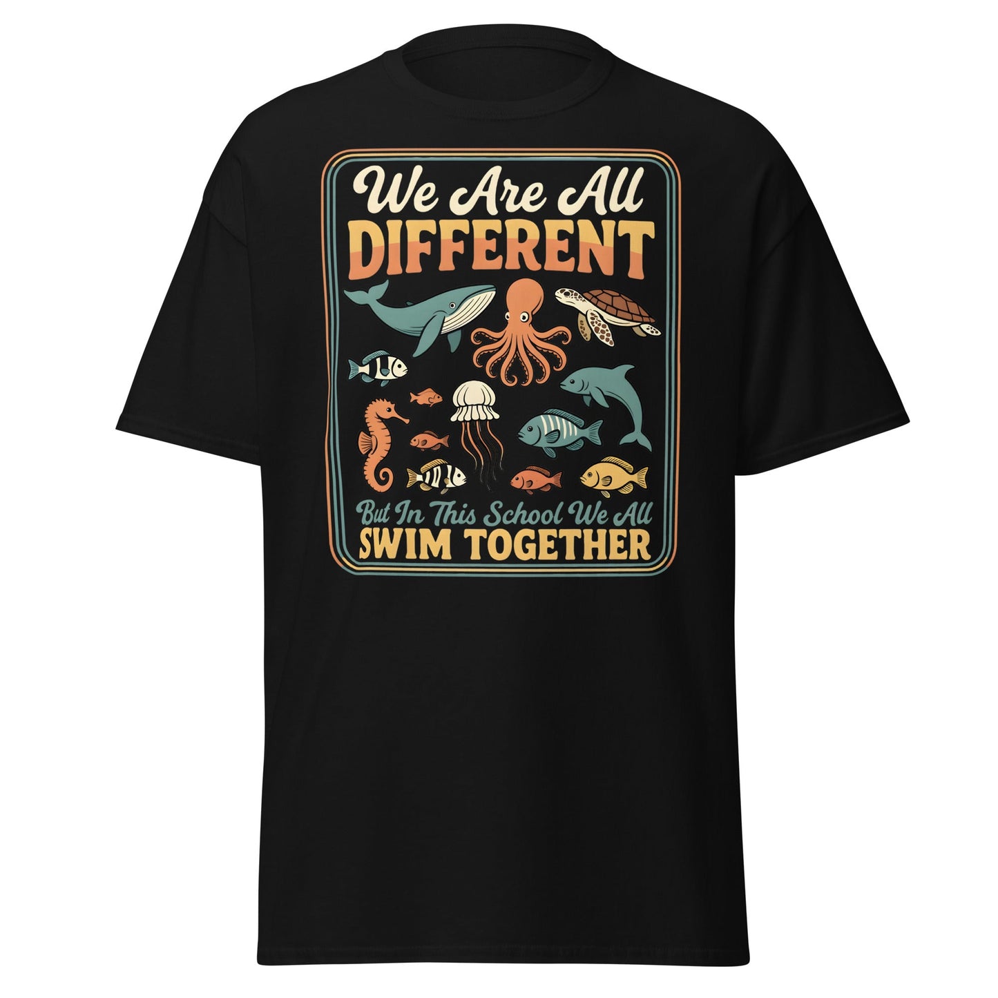 We Are All Different Swim Together T-Shirt | Ocean Unity Tee - Black - T-Shirts Online