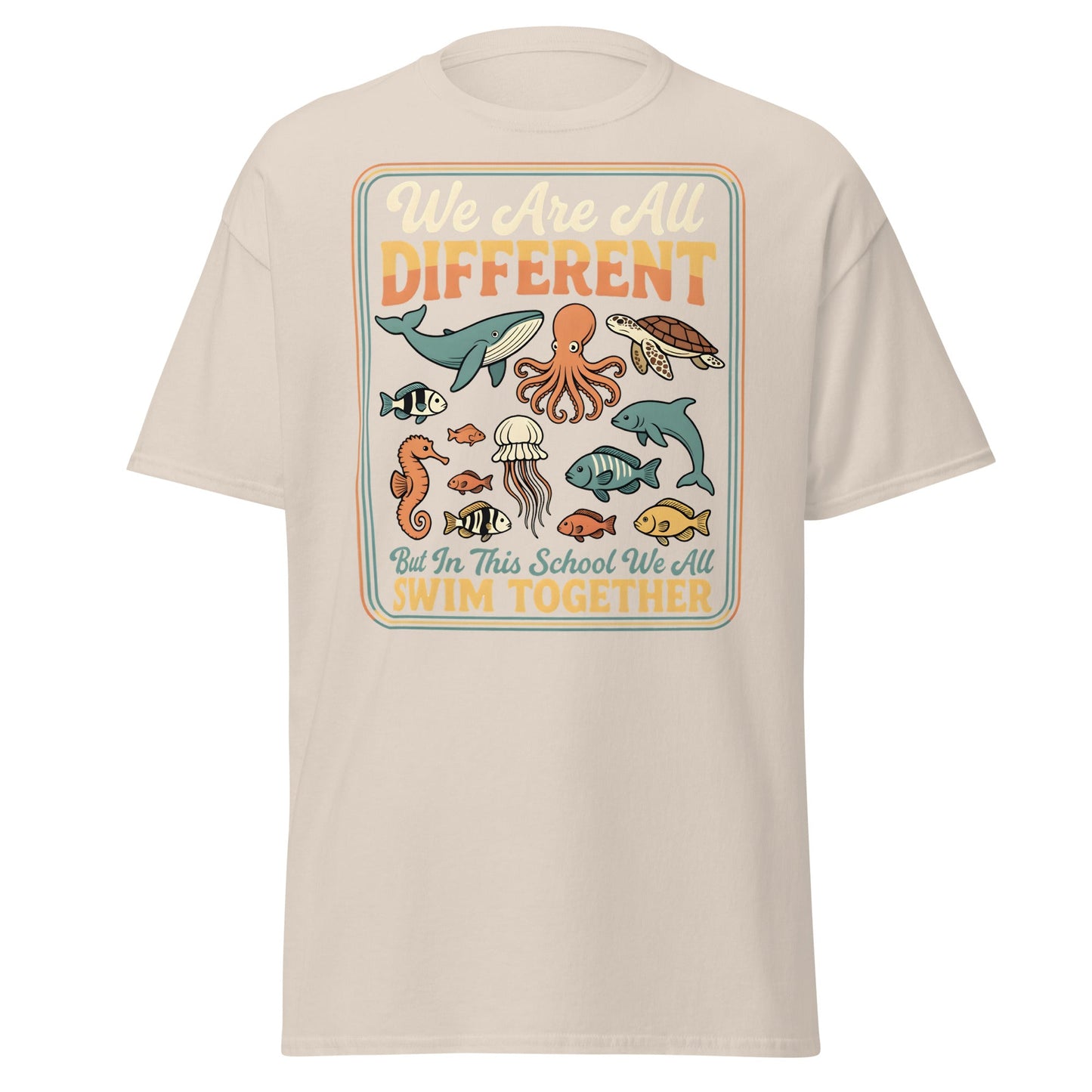 We Are All Different Swim Together T-Shirt | Ocean Unity Tee - Natural - T-Shirts Online