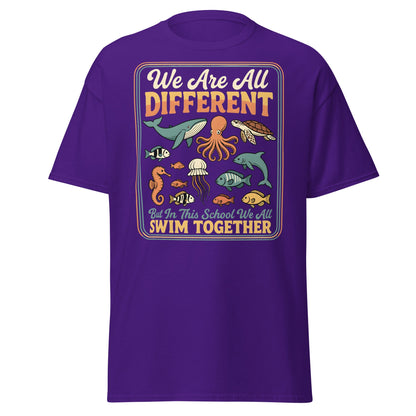 We Are All Different Swim Together T-Shirt | Ocean Unity Tee - Purple - T-Shirts Online